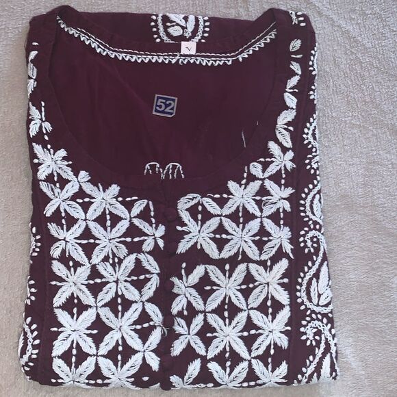 Indian chikankari Kurtis 100% cotton embroidered various sizes and color NWOT - Picture 6 of 9